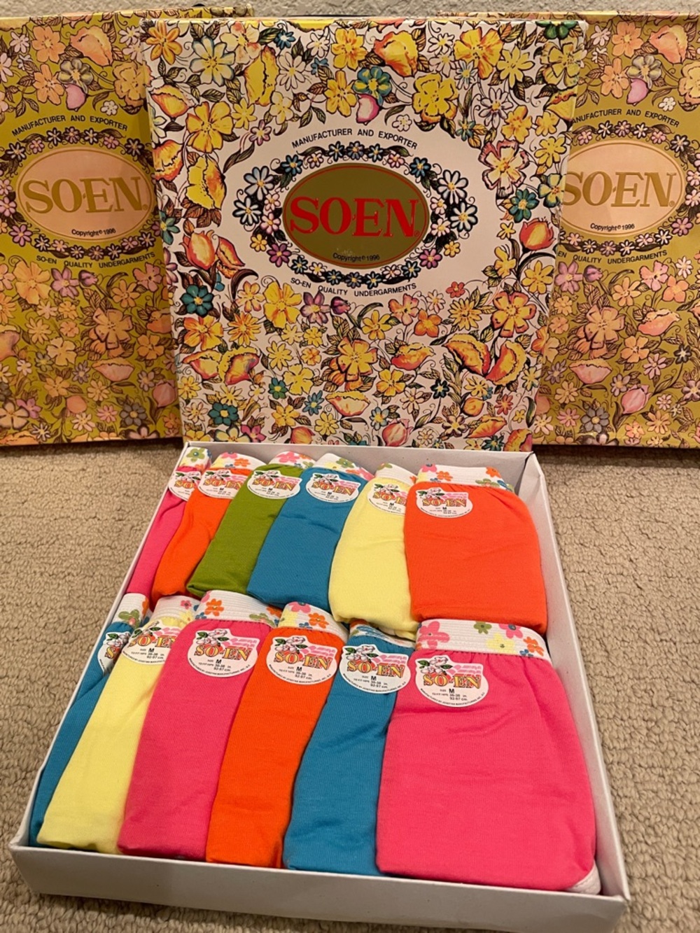 SOEN Colorful Vintage Floral Panties Gift Box - Bright Multi